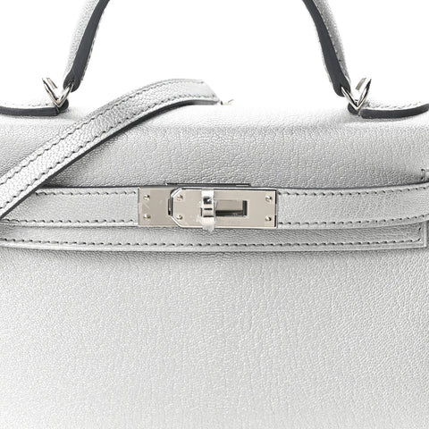 Metallic Chevre Chamkilight Mini Kelly Sellier 20 Argent