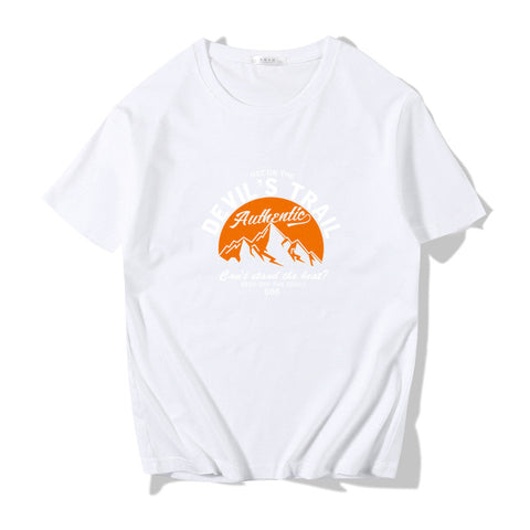 Men's Japanese-Style Loose Print Tee – Round Neck