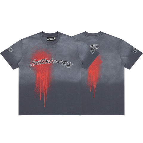 Hellstar Red Drip Gradient Vintage Washed Oversized T-Shirt