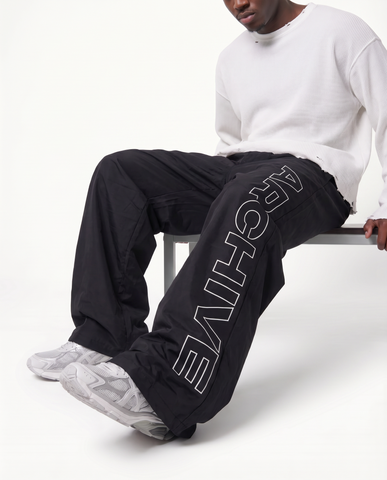ARCHIVE 'STATEMENT' NYLON PANTS - BLACK