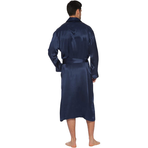 Mens Long Full-length Silk Robes Men's Luxury Silk Bathrobe