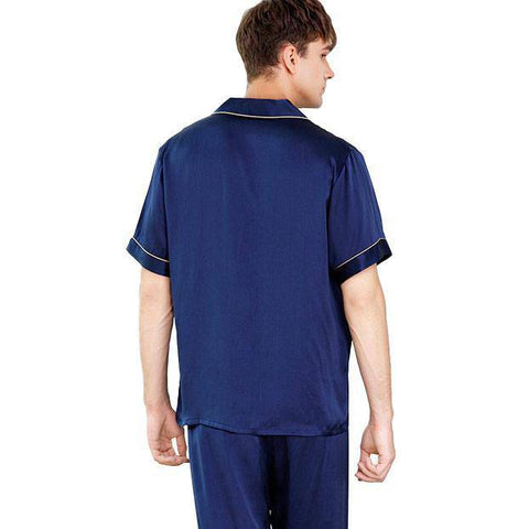 Men's Short Sleeve Silk Pajamas Set 100% Mulberry Silk Pajamas