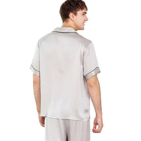Men's Short Sleeve Silk Pajamas Set 100% Mulberry Silk Pajamas