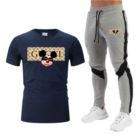 Fashion Men's Sets T Shirts+pants Two Pieces Sets Casual Tracksuit