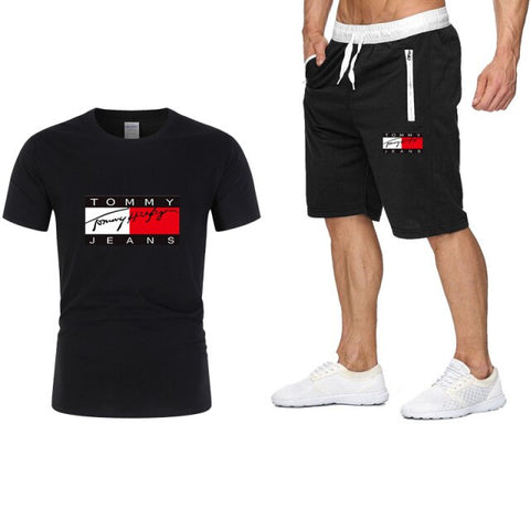 2021 summer T-shirt and pants two-piece men's casual sports suit