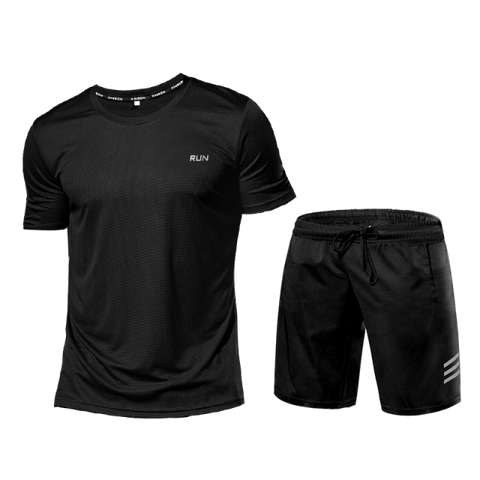 2 Pcs/Sets Men's Sportswear Short Sleeve T-Shirt Athletic Wear Compression Suit Gym Elastic Tracksuit Ropa Deportiva Running Set