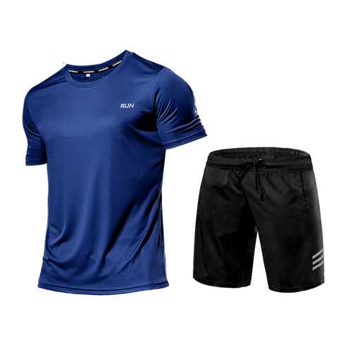 2 Pcs/Sets Men's Sportswear Short Sleeve T-Shirt Athletic Wear Compression Suit Gym Elastic Tracksuit Ropa Deportiva Running Set