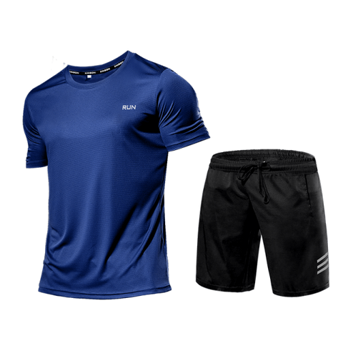 2 Pcs/Sets Men's Sportswear Short Sleeve T-Shirt Athletic Wear Compression Suit Gym Elastic Tracksuit Ropa Deportiva Running Set