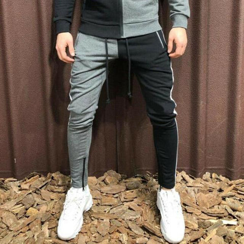 Men Sets Adults Jogger Sets Sportswear Hoodie Gym Zip Drawstring Pocket Striped Splicing Slim Fit Racksuit Set chandal hombre