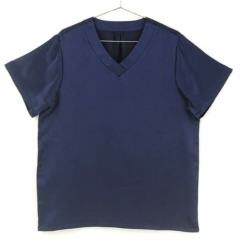 Mens Short Silk Pajama Set Silk Two Piece V Neck Silk Sleepwear