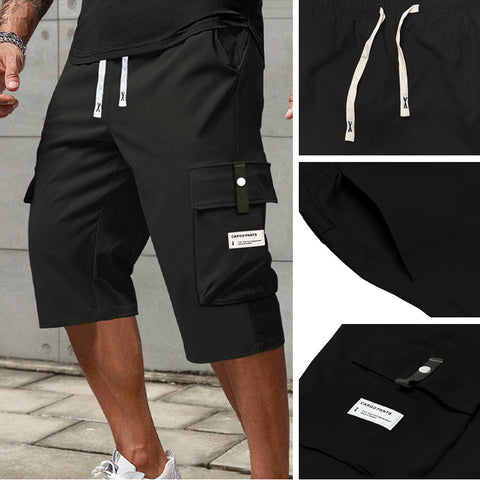 Men's Casual Drawstring Capri Cargo Pants